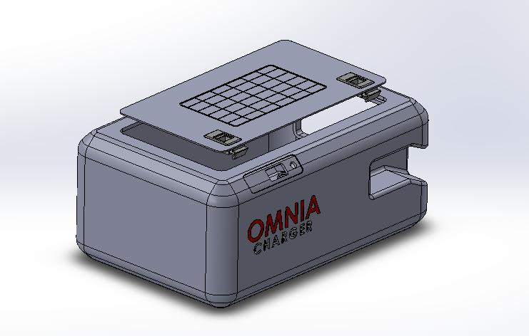 Exploded view · solar lid, retractable cord, and chassis.