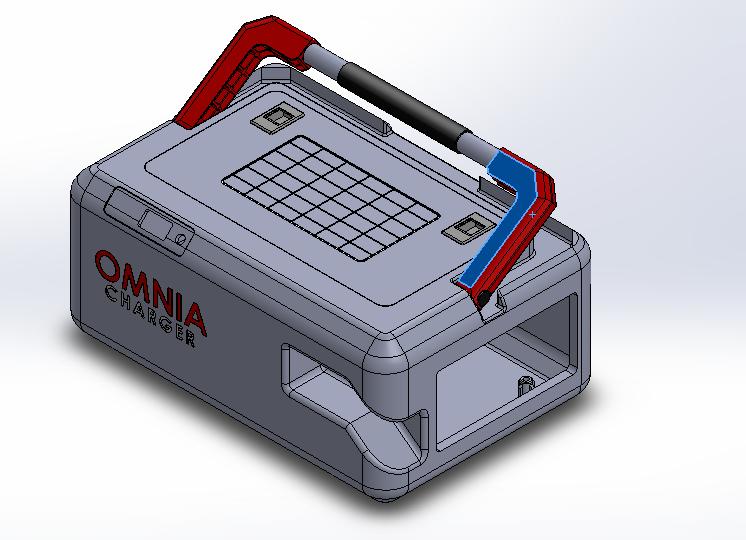 Top-down solar lid and handle layout.